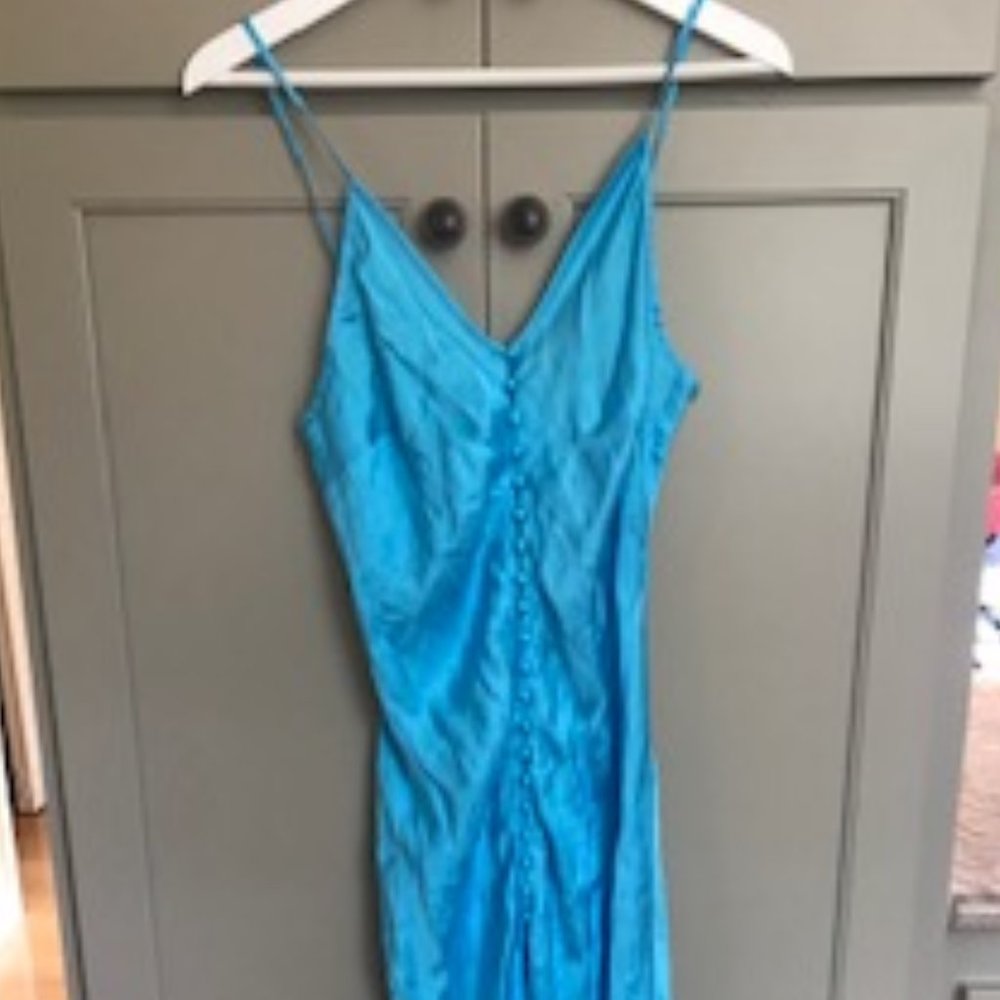 NWT Ellor Button Down Blue Aquarius Maxi Dress - Picture 4 of 9